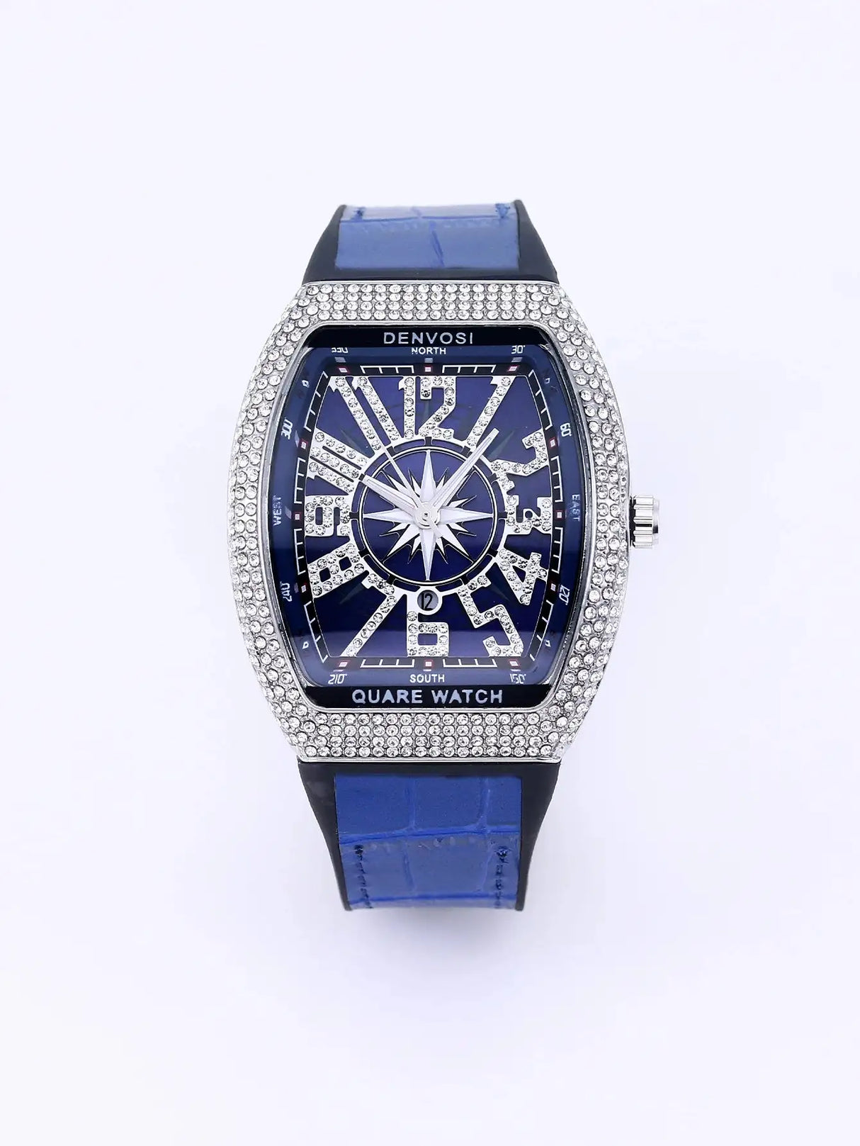 Luxury Diamond wristwatch for women Fasion and elegant quartz watch with silicone watchstrap Waterproof luminous Tonneau watch - Lootquake