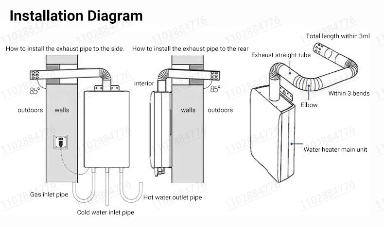 Chauffe-eau instantané portable DIVEDEER 8L/12L/16L/18L, chauffe-eau mural sans réservoir à gaz GPL, affichage numérique, chauffage rapide