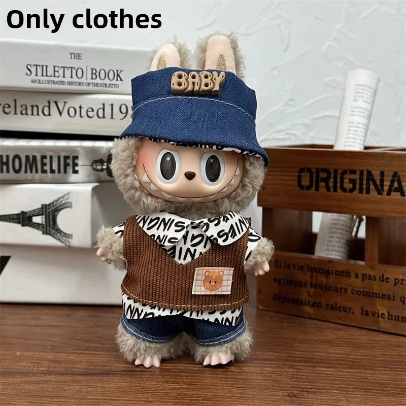 Vêtements de poupée LABUBU 17 cm, accessoires pour Labubu V1 V2, salopette rayée, chapeaux, lunettes, chaussures, vêtements cool et élégants, cadeau