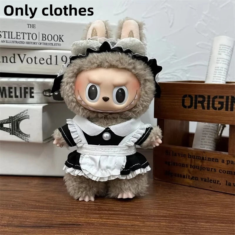 Vêtements de poupée LABUBU 17 cm, accessoires pour Labubu V1 V2, salopette rayée, chapeaux, lunettes, chaussures, vêtements cool et élégants, cadeau