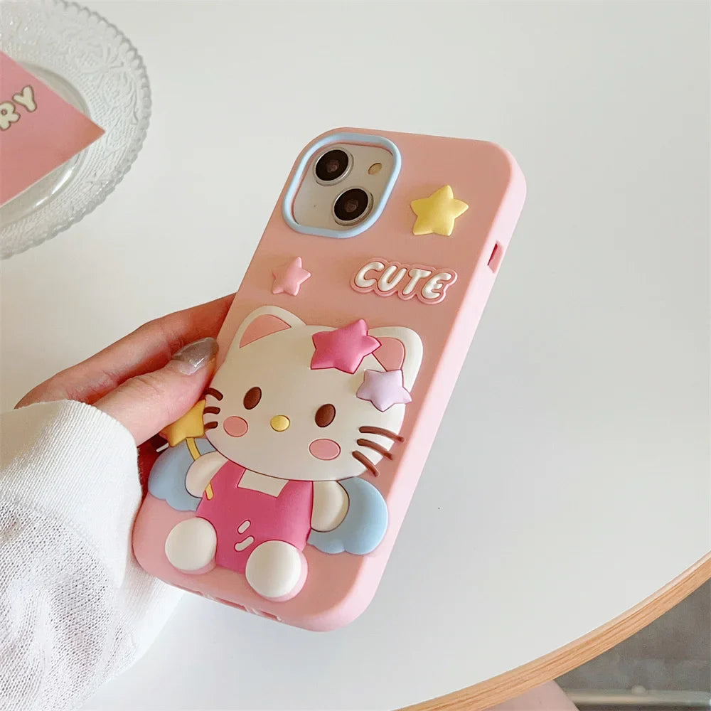 Funda de silicona para teléfono con dibujos de Hello Kitty