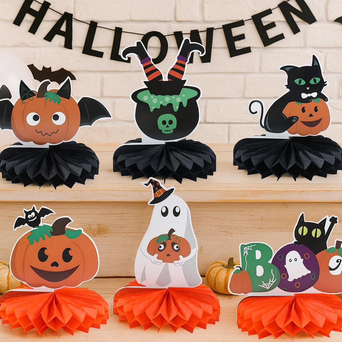 Happy Halloween Honeycomb Ornaments Halloween Decorations Scary Ghost Pumpkin Witch Honeycomb Props Halloween Party Decoration