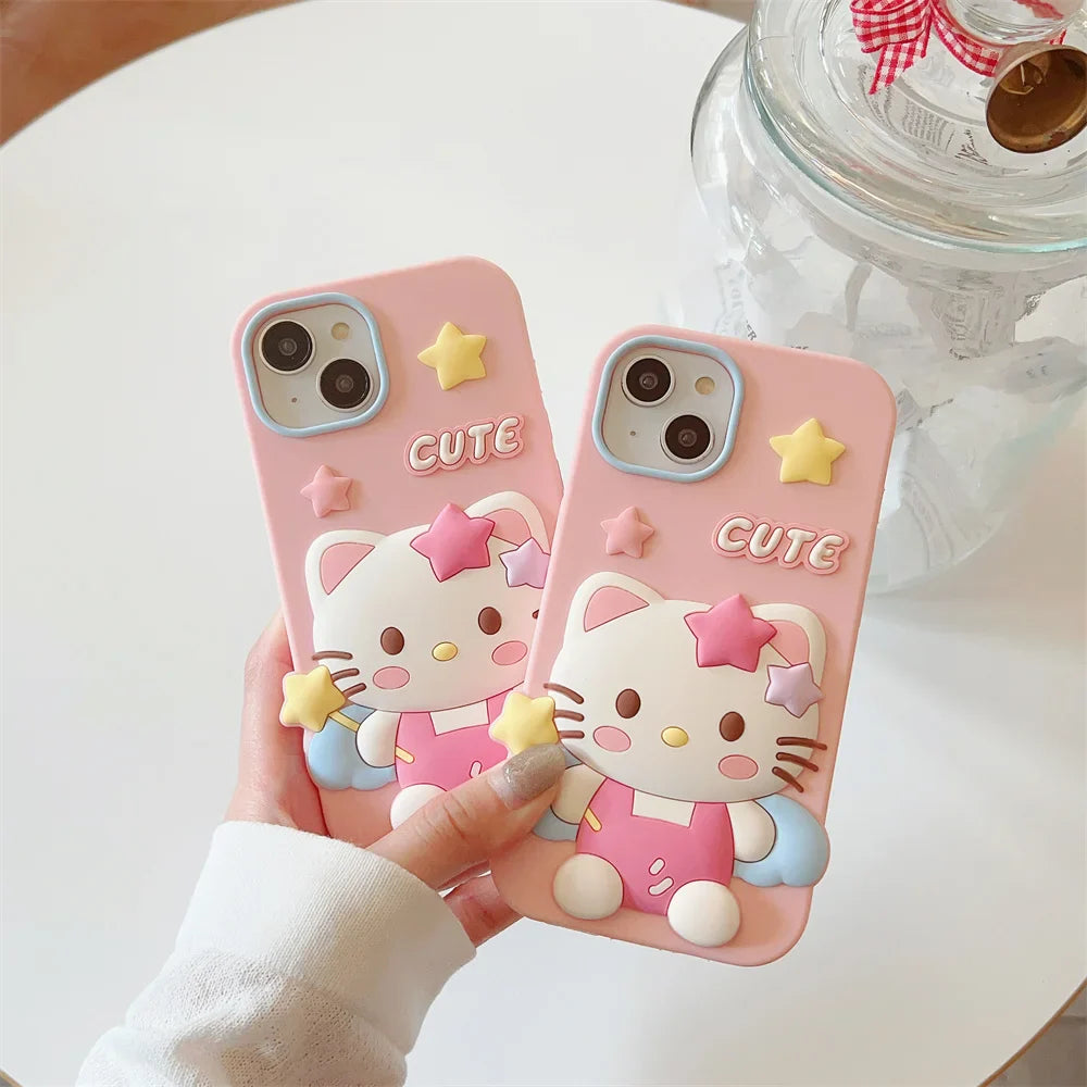Funda de silicona para teléfono con dibujos de Hello Kitty
