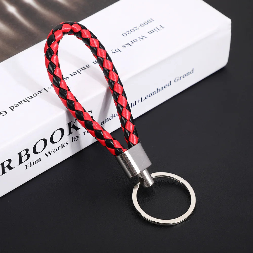 Originality PU Leather Metal Organization Rope Keychain Personality Custom Name Text Keyring Car Moto Key Ring Chain Gift - Lootquake