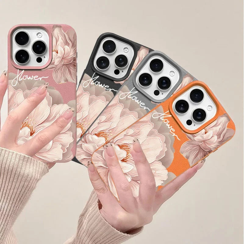 Funda para iPhone con diseño floral coreano
