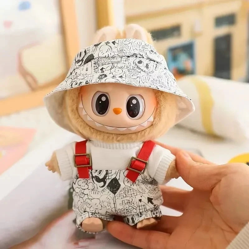 Labubu V1 V2 génération poupée imprimé sweat à capuche décontracté marque de mode cardigan chapeau de pêcheur vêtements de travail cadeau d'anniversaire