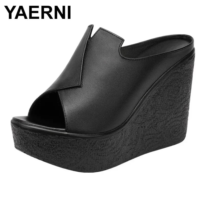 YAERNI High Heel 11cm Wedges Heel Fashion Sandals For Women's Summer New Platform Large Size Open Toe Ladies Shoes - Lootquake