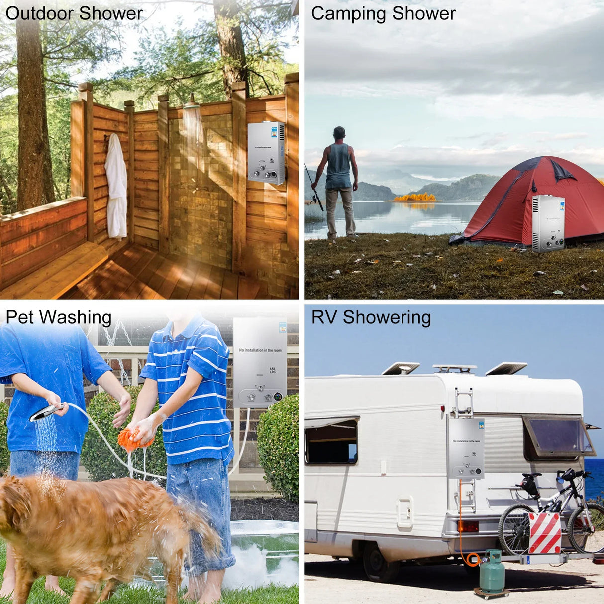 Chauffe-eau à gaz GPL VEVOR 6L 8L 10L 12L 16L 18L Chauffe-eau à gaz GPL instantané domestique sans réservoir au propane Chauffe-eau à gaz sans réservoir