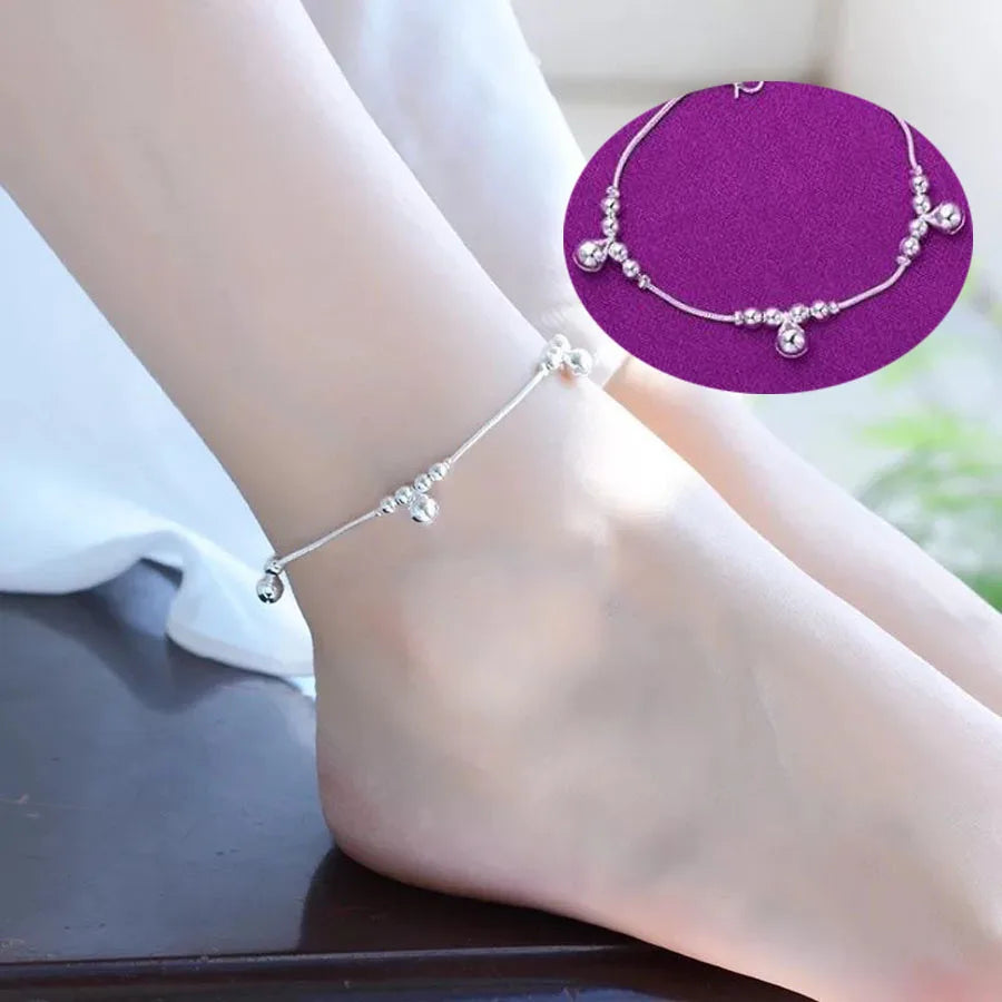 Silver color Stars Anklet Double Layer plated Charms Ankle Bracelet Jewellery Anklets For Women Foot Jewelry Love 2023 new hot - Lootquake