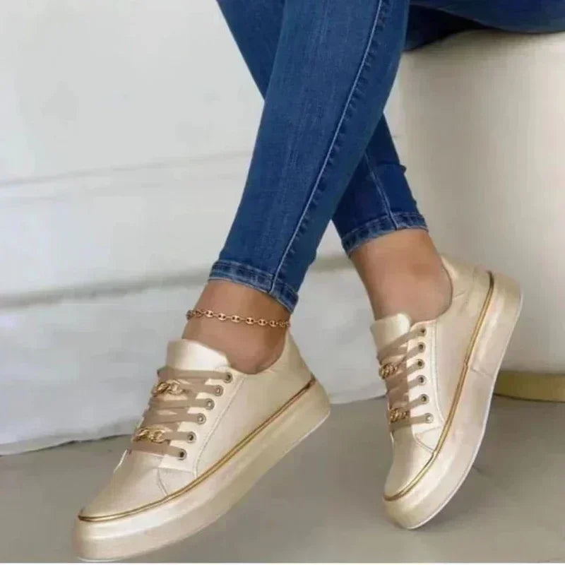 Women's Sneakers 2025 New Fashion Womens Shoes Comfortable Round Toe Platform Sneakers Lace-up Walking Vulcanized Shoes Zapatos - Lootquake