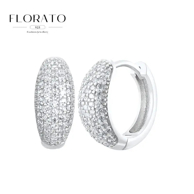 925 Sterling Silver Needle Micro-set Half Circle Zircon Hoop Ear Buckle Geometric Luxury Earrings Fashion Jewelry Gift Wholesale - Lootquake