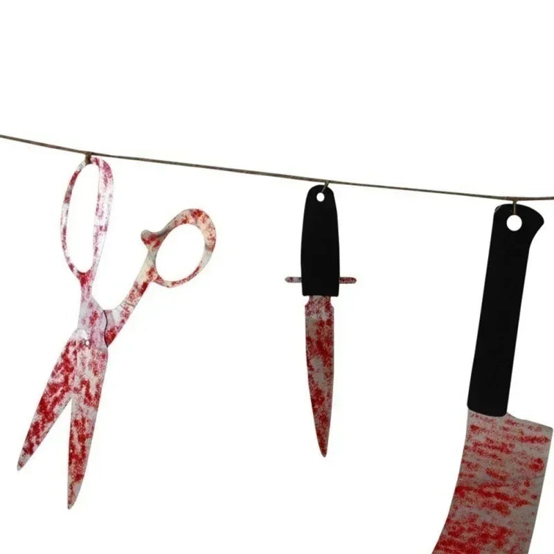 Halloween Decoration Horror House Bloody Weapons Garland Banner Halloween Bar Club Zombie Vampire Party Decorations Supplies