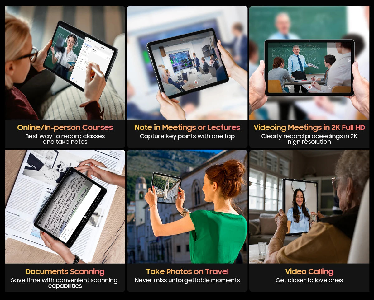 Tablette 14,1 pouces, version mondiale, non ouverte, Android 2025, 12 Go + 256 Go, 1920 x 1080, appels 4G, Wi-Fi 5G, 10 000 mAh