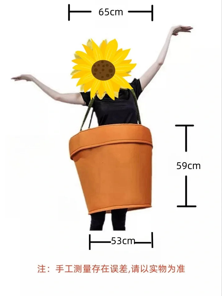 Halloween Flower Pot Costume Sunflower Costume with Headpiece for Adults Kids Cosplay Women Garden Theme Party Sunflower