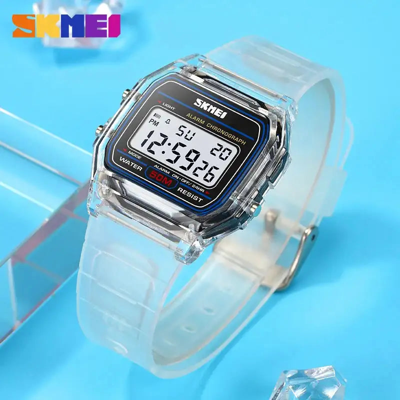 SKMEI Transparent TPU Strap Ladies Wristwatch Shockproof Back Light Display Stopwatch Digital Watches Women 2056 reloj mujer - Lootquake