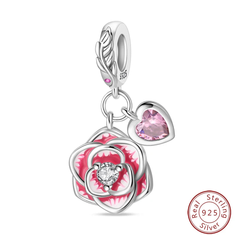 Ensemble de trois breloques en argent sterling S925, perles de 3 mm, motif princesse, golf, hamster, appareil photo, voyage, fabrication de bijoux fins