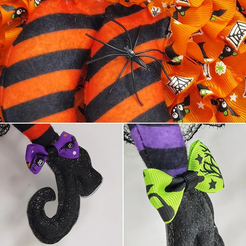 Halloween Witch Legs Door Wreath