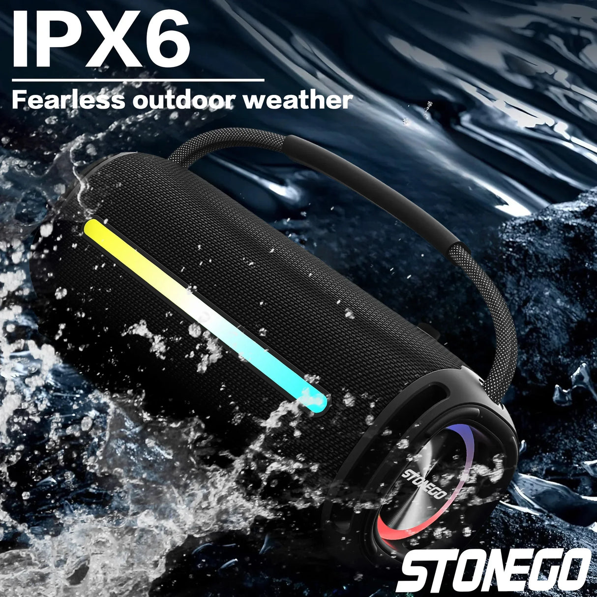 Outdoor Portable Bluetooth 53 Wireless Speaker IPX6 Waterproof High Power Audio RGB Lantern Subwoofer