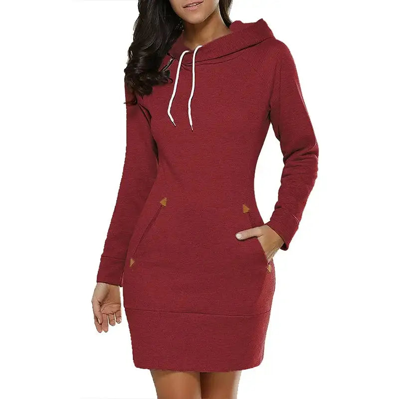 Women Winter Warm Hooded Pullover Sweatshirt Long Dress Sweatshirt Hoodies Women - Lootquake