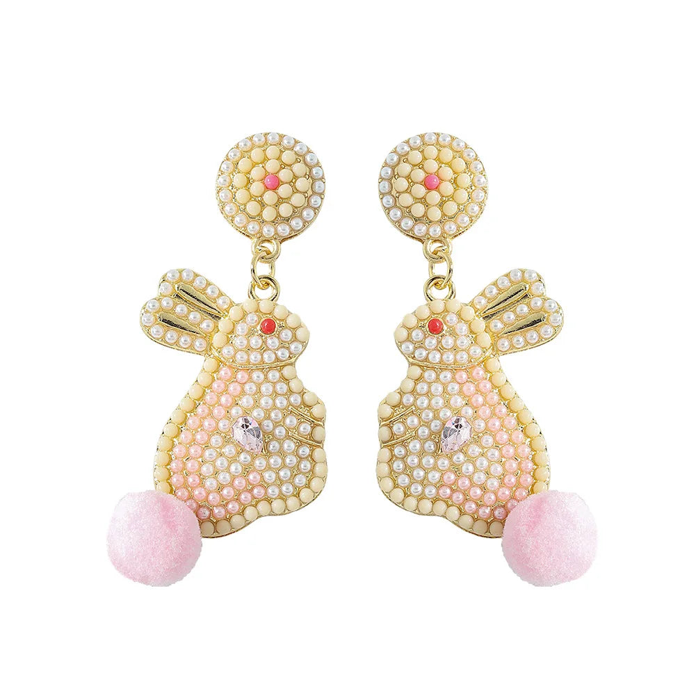 Best Lady Easter Earrings Alloy Pearls Rabbit Egg Shells Chicken Letters Tassels Various Options For You To Match - Lootquake