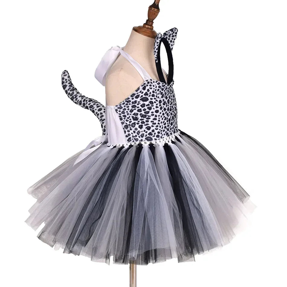 Halloween Animal Cosplay Costume for Children Forest Theme Cows Tiger Giraffe Leopard Zebra Tutu Dresses Performance Dance Sets