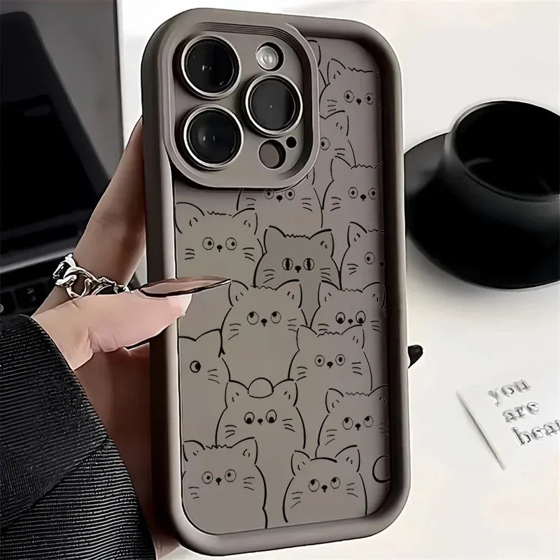 Funda de teléfono original y divertida con diseño de gato y mujer