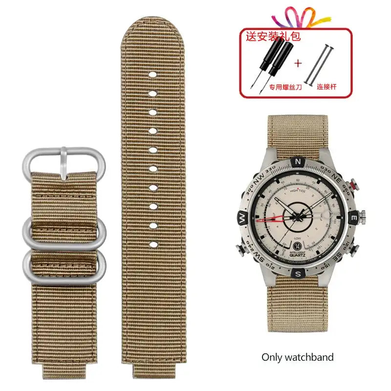 Correa de reloj de nailon de 24 x 16 mm para TIMEX Tide Canvas Convex, pulsera con brújula para hombre T2N721, T2N720, TW2T76500 y TW2T76300.