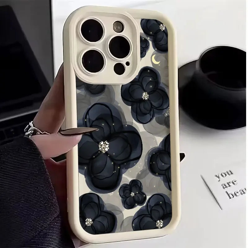 Funda para teléfono con flor de diamante