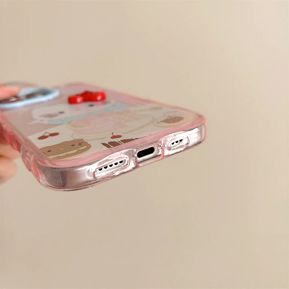 Funda para teléfono de Hello Kitty con diseño de pastel de fresa rosa