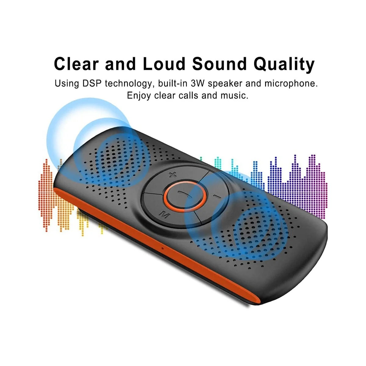 Altavoz Bluetooth para coche, manos libres, reproductor de música inalámbrico con clip para visera.