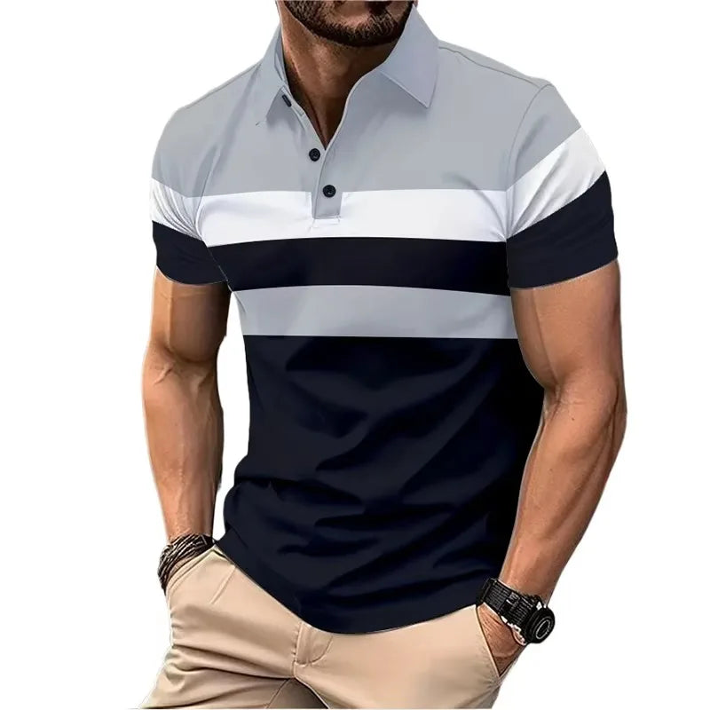 Summer Men's Short Sleeve Polo Shirts Splice Breathable Lightweight T Shirts Mens Outdoor Sweatwear Turn Down Mens Shirts - Lootquake