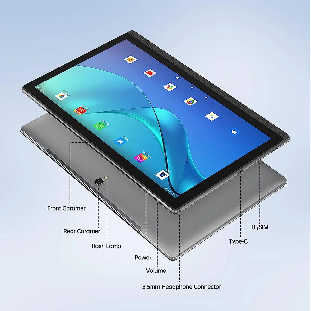 Tablette 14,1 pouces, version mondiale, non ouverte, Android 2025, 12 Go + 256 Go, 1920 x 1080, appels 4G, Wi-Fi 5G, 10 000 mAh