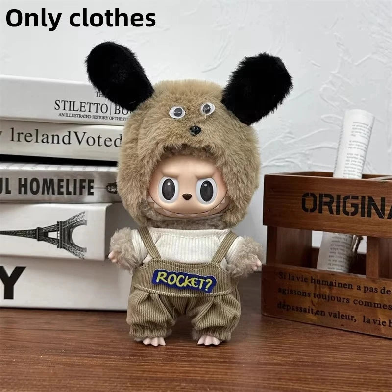 Vêtements de poupée LABUBU 17 cm, accessoires pour Labubu V1 V2, salopette rayée, chapeaux, lunettes, chaussures, vêtements cool et élégants, cadeau