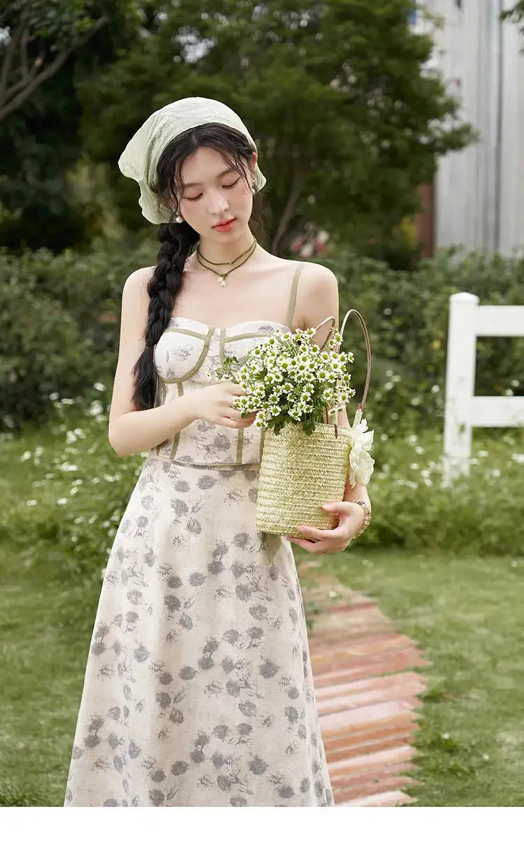 MISHOW Floral Camisole Skirt Separately Summer Adjustable Shoulder Straps Sleeveless Top Back Elastic Waist Skirts MXD14D0026 - Lootquake