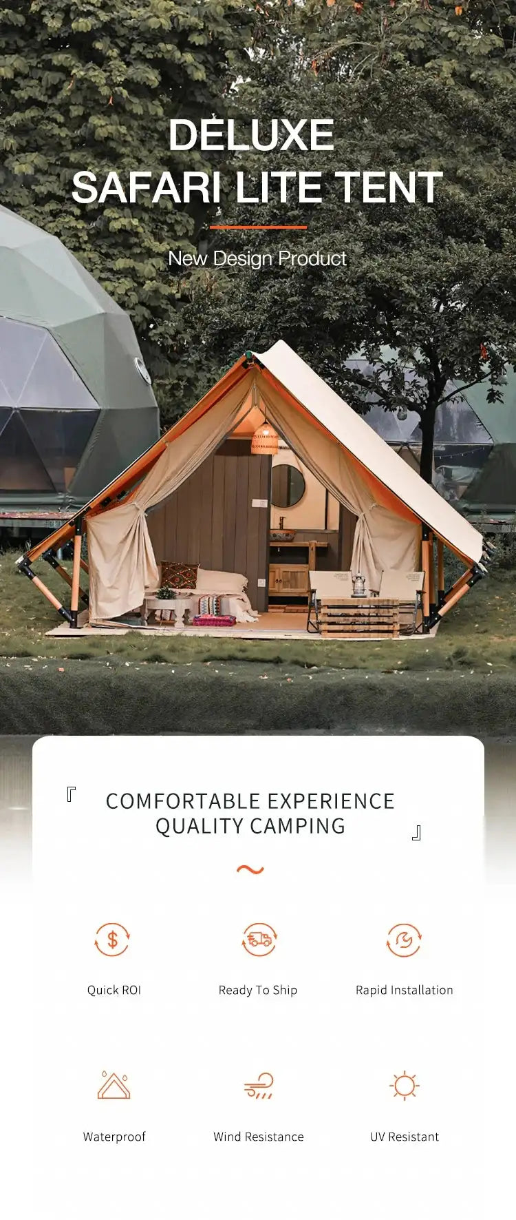 Hunted Tent Safe Sturdy 900D Oxford Cloth Wood Safari Hotel Tent Glamping Four Seasons Cabin Tiny Safari Tents Chinese Suppliers - Lootquake
