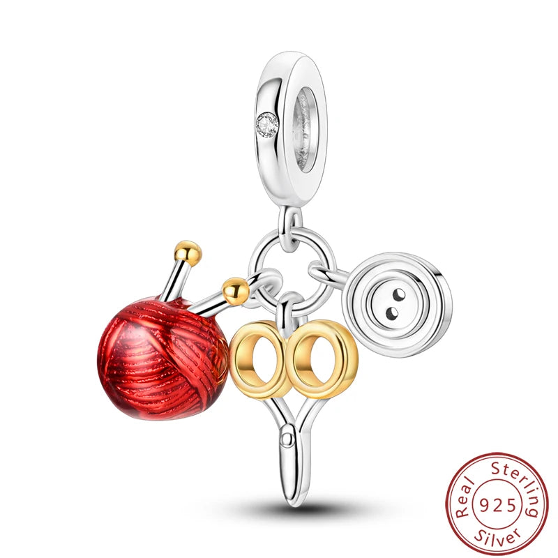 S925 Sterling Silver Princess Golf Hamster Camera Travel Three Piece Set Charms Beads 3mm DIY Fine Jewelry Making - Lootquake