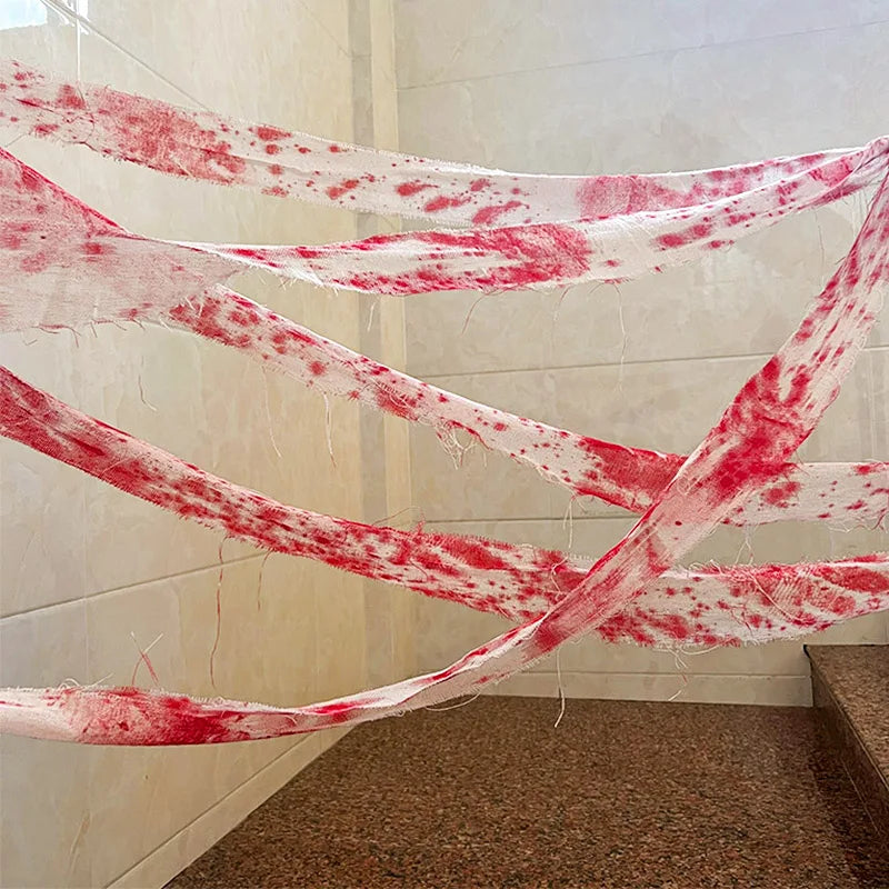 Haunted House Home Scene Decoration 3m/5m Halloween Bloody Gauze Bandage Warning Isolation Belt Horror Props For Halloween Party