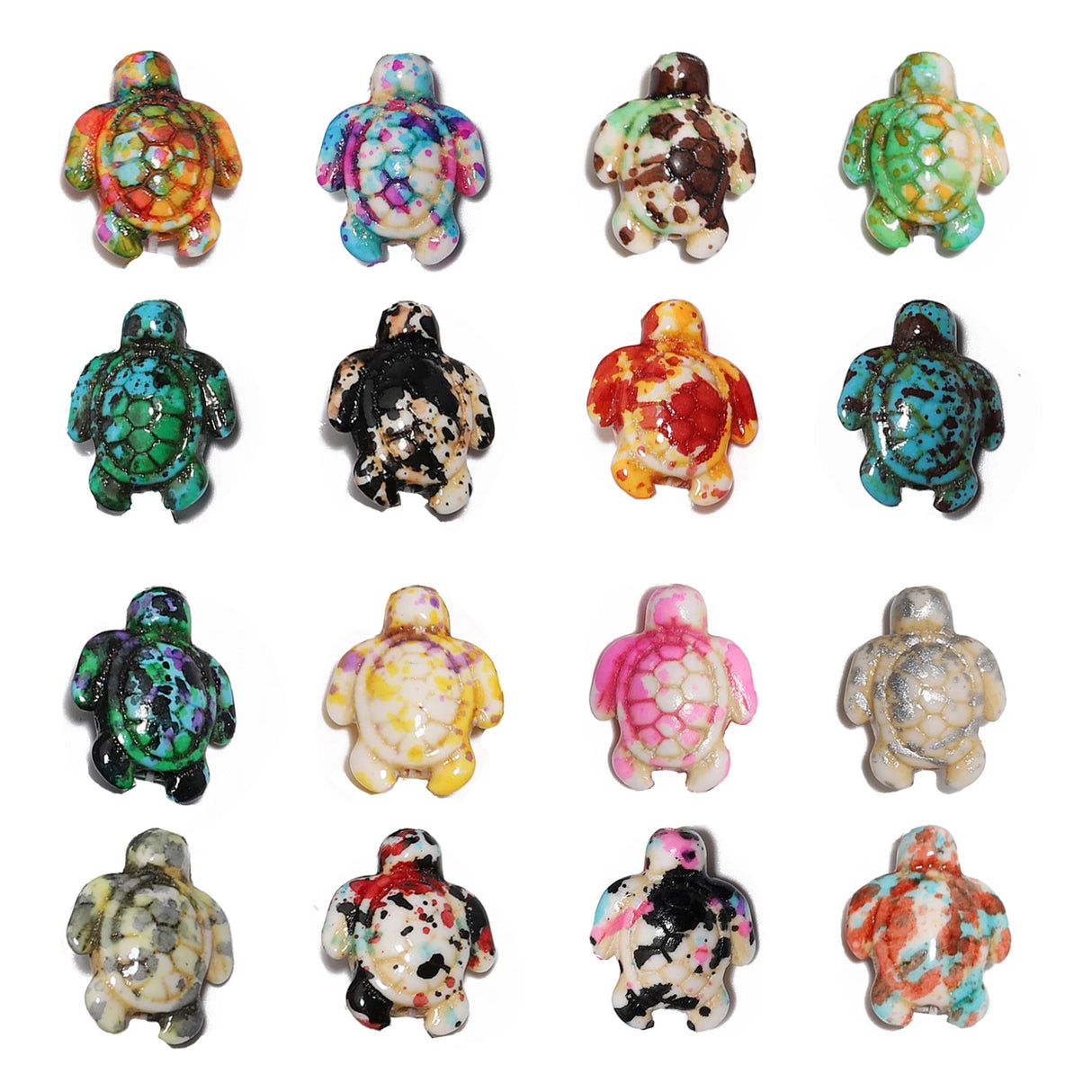 14x18mm 22pcs Sea Turtle Random Color Mix Natural Turquoise Stone Beads Bead for Jewelry Making DIY Ocean Series Bracelet - Lootquake