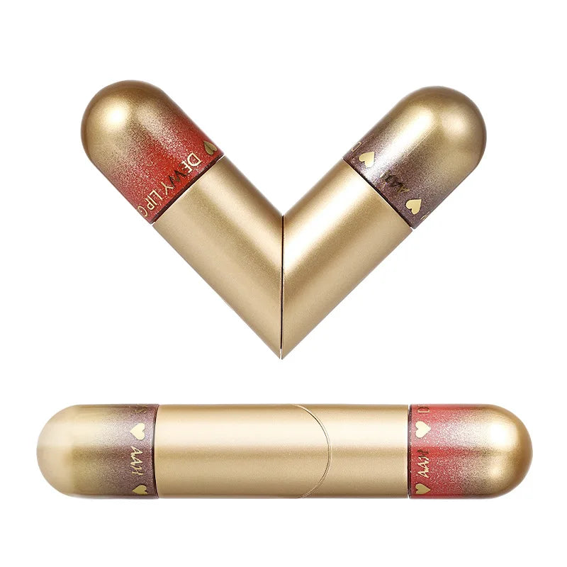 1 rouge à lèvres brillant à double tête, hydratant et hydratant, pliable, scintillant comme un miroir, brillant à lèvres nourrissant