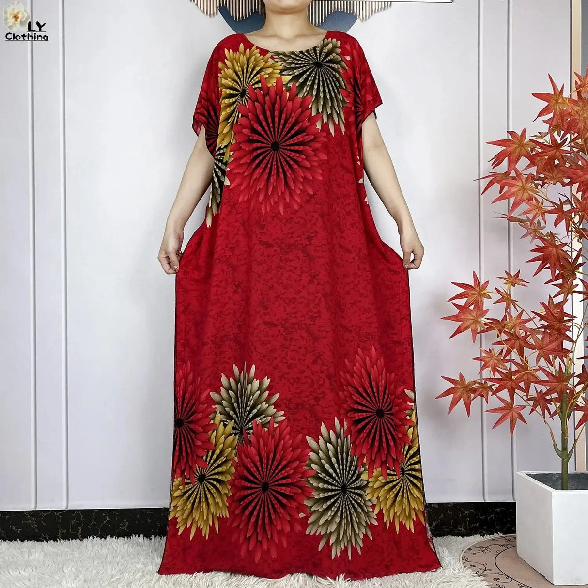 2024 Latest Muslim Sets Women Clothing Cotton Floral Loose Dashiki Long Dress African Abaya Dubai Traditional Islamic Clothing - Lootquake