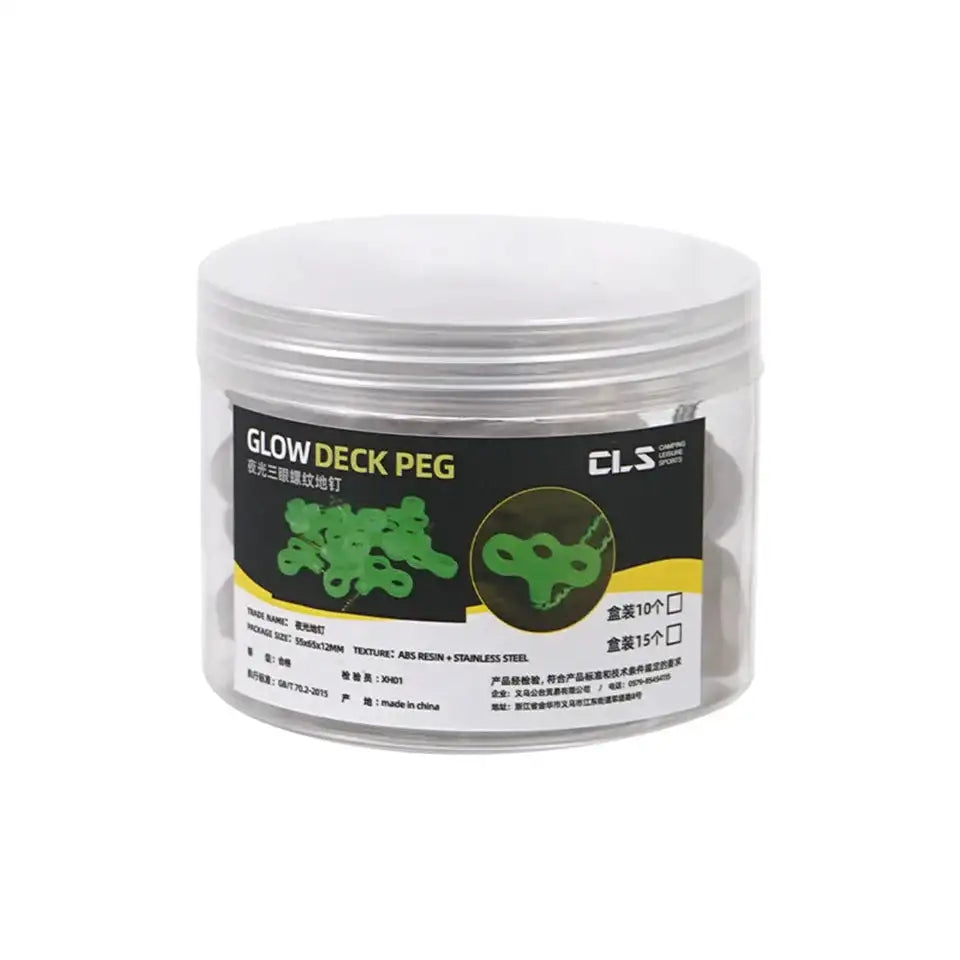 10/15pcs Camping Glow Deck Nails Outdoor Travel Hiking Tent Accessories 3 Holes Screw Spikes Luminous Metal Canopy Pegs Stakes - Lootquake