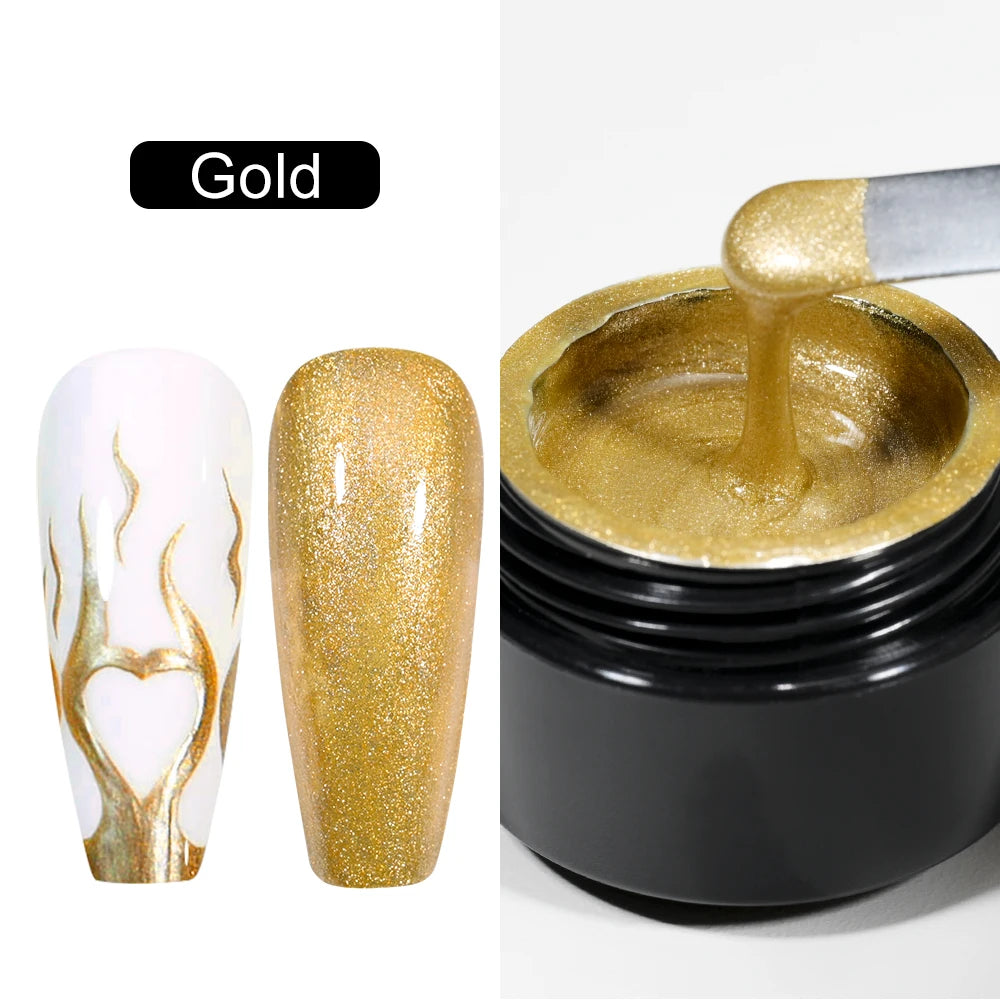 8ml Silver Mirror Metallic Nail Gels Polish UV Soak Off Paint Gel Polish Flower Drawing Gold Superbright Nails Lacquer UV Gel #*