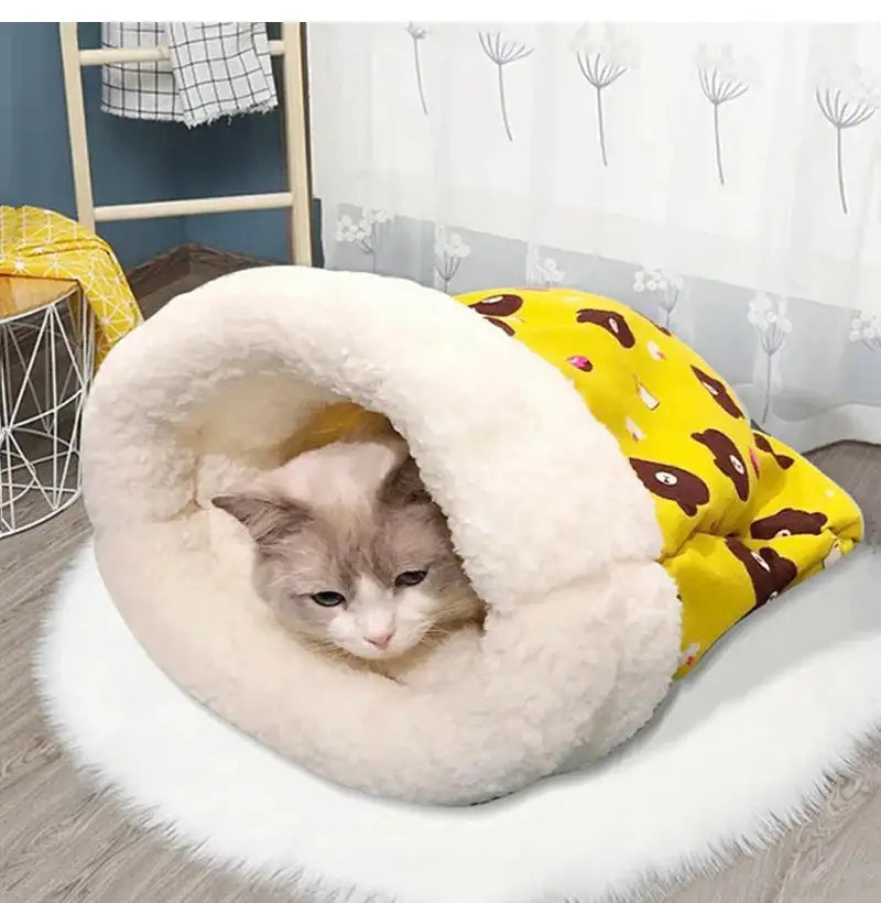 Warm Cat Sleeping Bag Soft Cat Bed Comfortable Tunnel Cat Nest Closed Pet House for Cats Lovely Cat Nest 2.5-7kg Cat Accessories - Lootquake