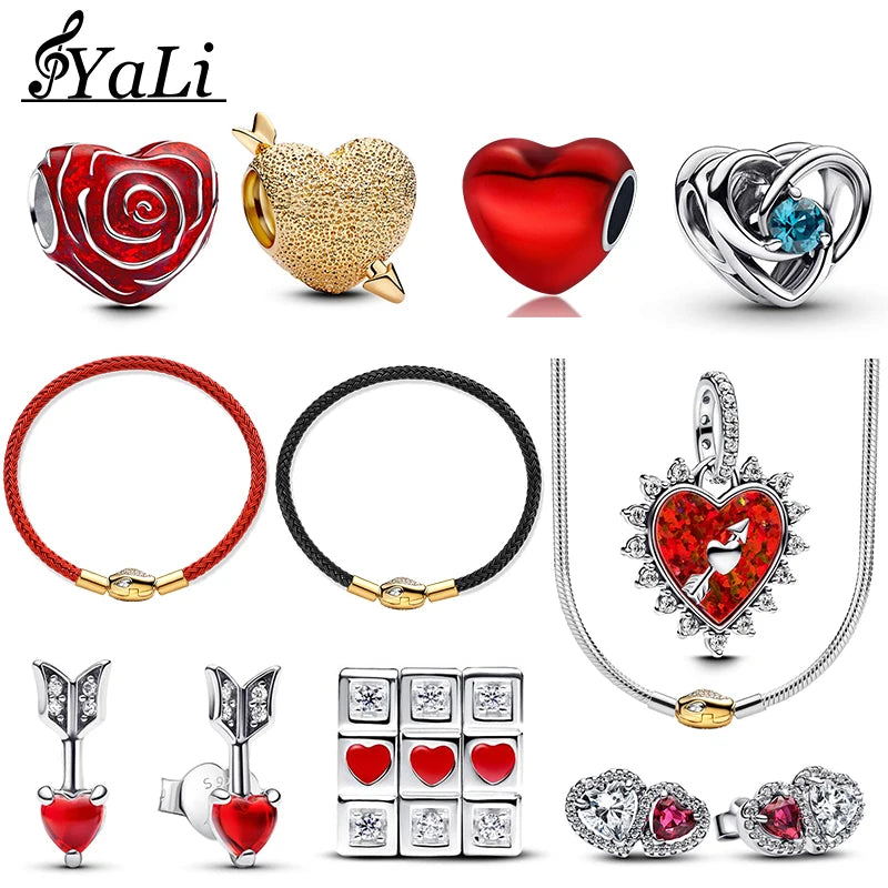 925 Silver Valentine's Day Snake Year Series Pendant Suitable for 925 Sterling Silver Original Women's Bracelet DIY Jewelry Gift - Lootquake