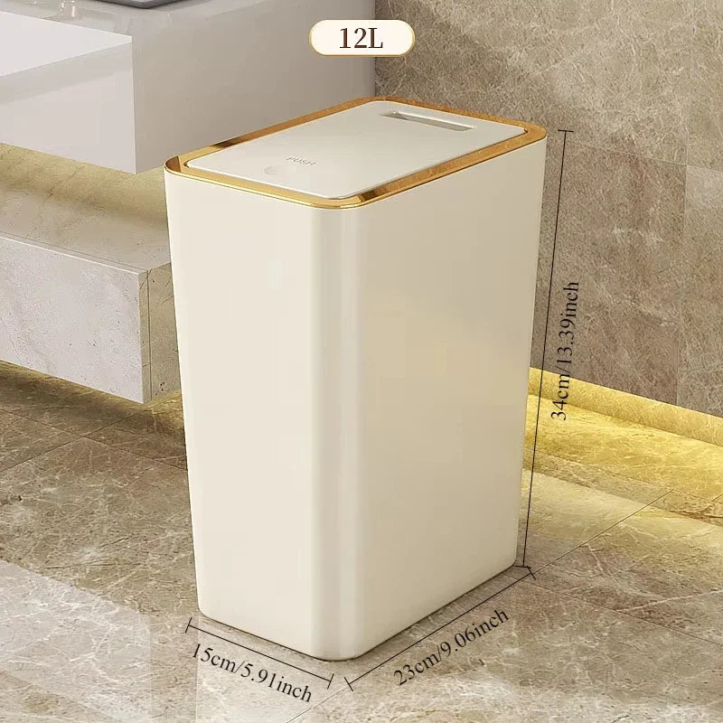 Poubelle semi-automatique avec couvercle, grande capacité, pour toilettes, salon, cuisine, chambre à coucher, poubelle en plastique, fournitures pour la maison