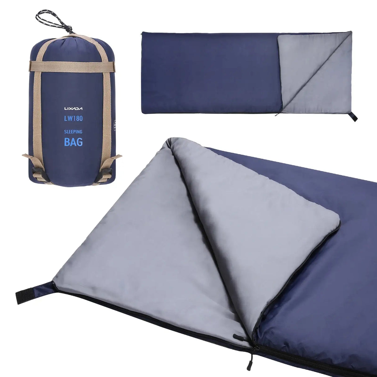Saco de dormir portátil para exteriores Lixada de 190 x 75 cm, para acampar, viajar, senderismo, multifunción, ultraligero, 680 g, para mochileros.