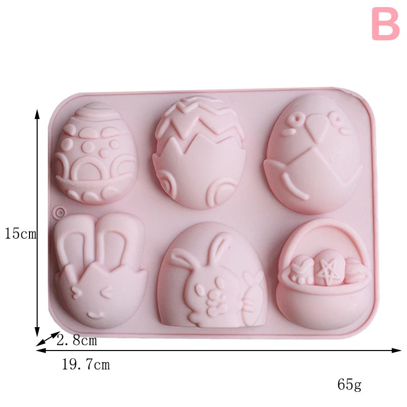 1pc 2024 Easter Bunny Silicone Mold 3D Egg Chocolate Mould Jelly Pudding Cute Rabbit Shape Easter Party Cake Decorating Tool - Lootquake