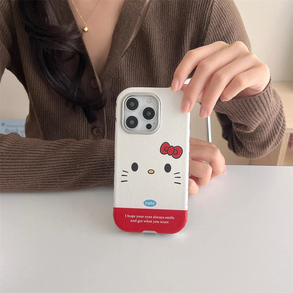 Funda para teléfono con lazo estilo coreano con protección de lentes chapada de lujo