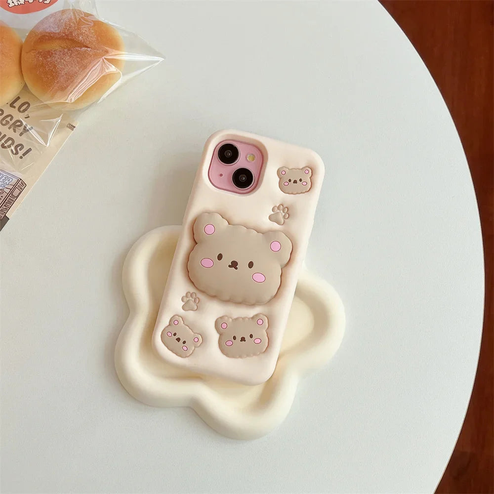 Cartoon Cute Bear Holder Phone Case
