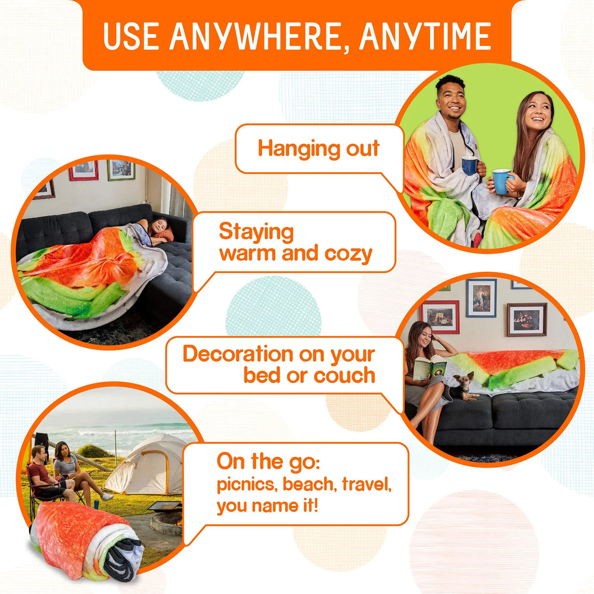 Fun Realistic Blanket for Kids and Adult, Tortilla, Pizza, Burrito, Bread, Cake, Giant Food Pattern, Tasty Flannel Throw